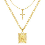 Kreuzkette mit Initiale | Gold