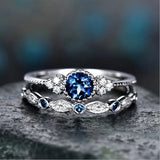 Sapphriel Kronenring-Set | Weissgold