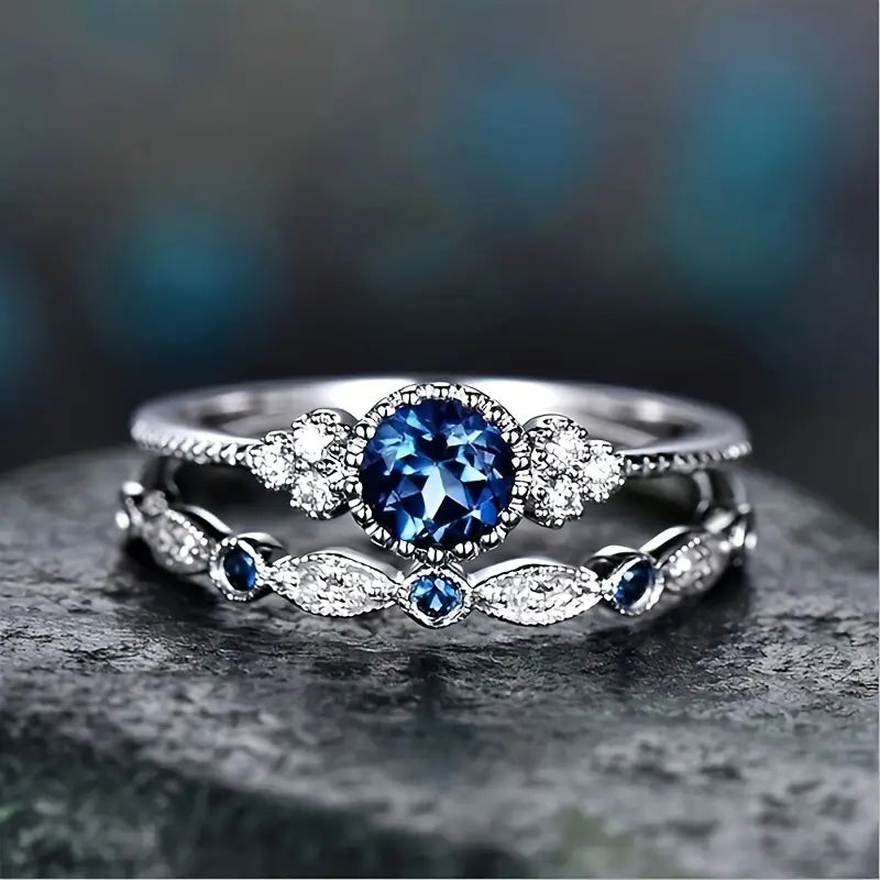 Sapphriel Kronenring-Set | Weissgold