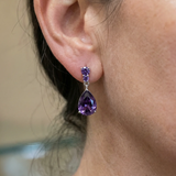 Amethyst-Tropfenohrringe | Weissgold