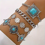 Armband-Set aus Regenbogenstein | Weissgold
