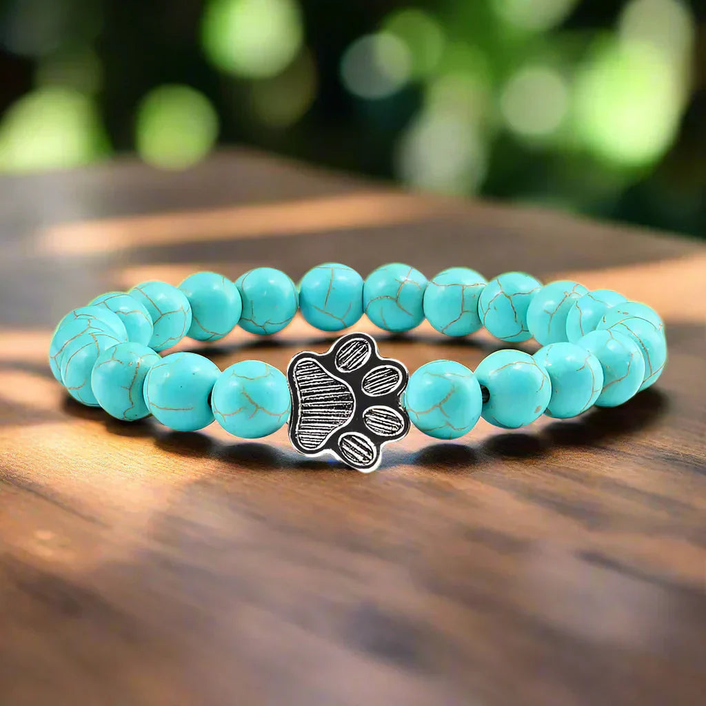 Armband mit Pfotenförmigen Perlen – Design aus Naturstein