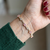 Blush-Quadrate-Tennisarmband | Weissgold