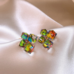 Bunte Zirkonia-Ohrringe in elegantem Gold