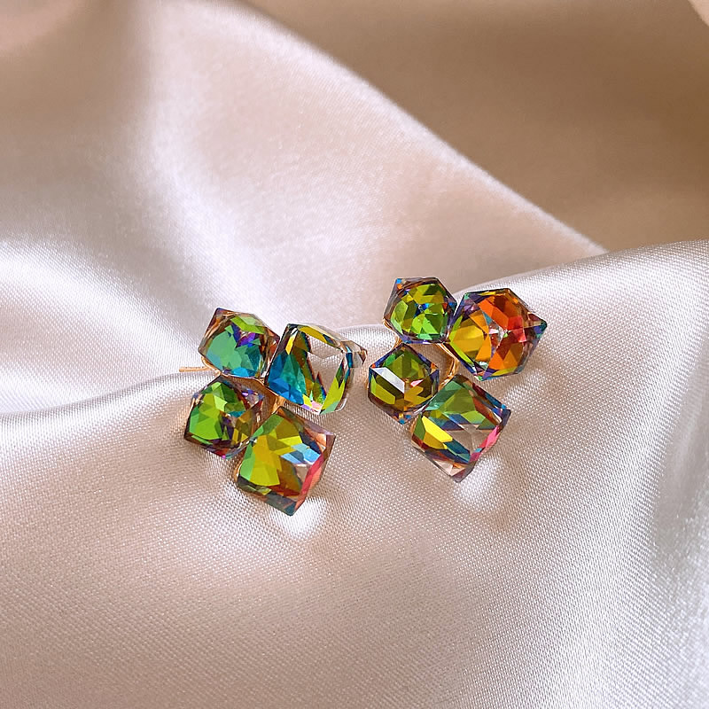 Bunte Zirkonia-Ohrringe in elegantem Gold
