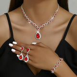 Dreiteiliges Braut-Schmuckset – Rot