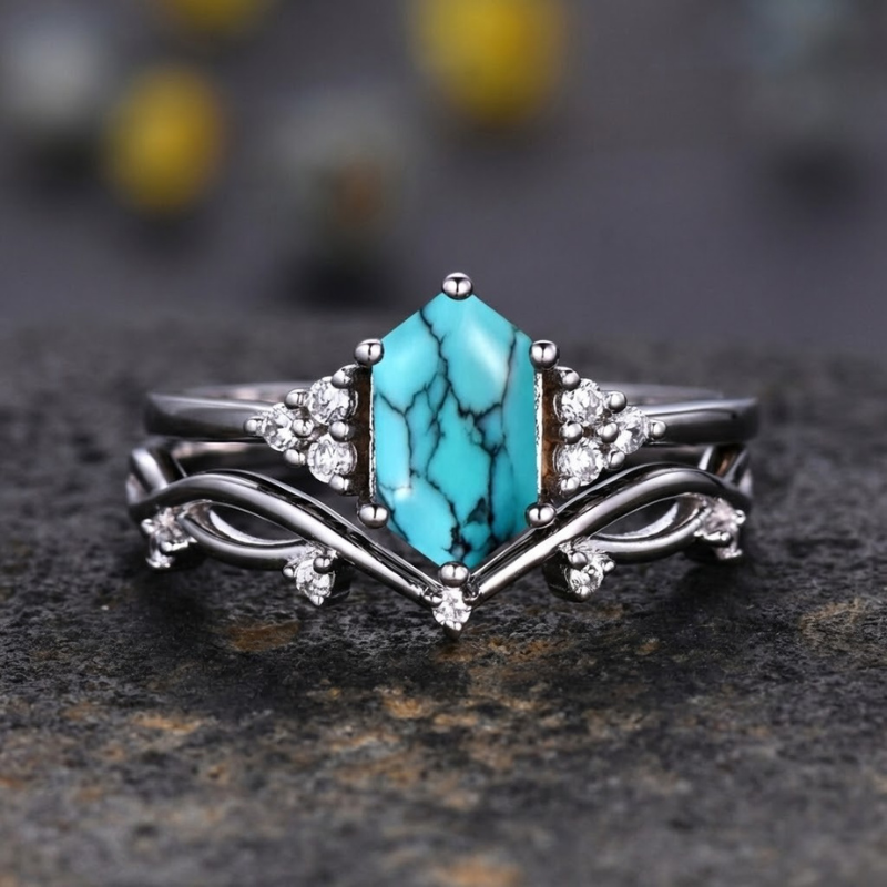 Elarin Meereswappen Ringset | Weissgold