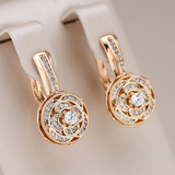 Elegante Runde Ohrringe aus Zirkon und Gold