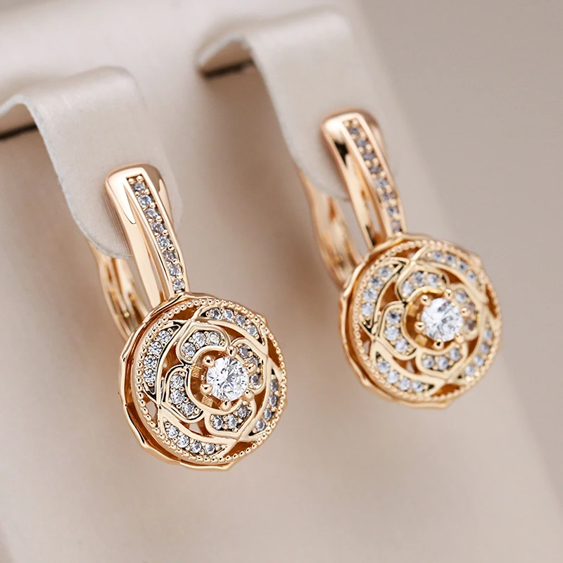 Elegante Runde Ohrringe aus Zirkon und Gold
