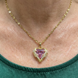 Engelsumarmung Herzkette in Pink | Gold