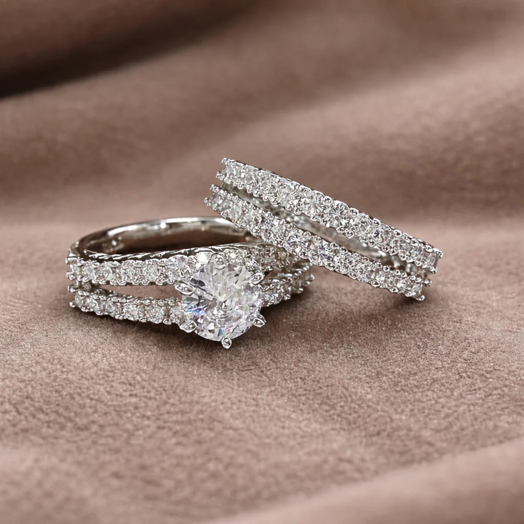 Ewige Strahlkraft Ring-Set – Weissgold