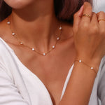 Set: Halskette und Armband mit Margeriten aus Edelstahl