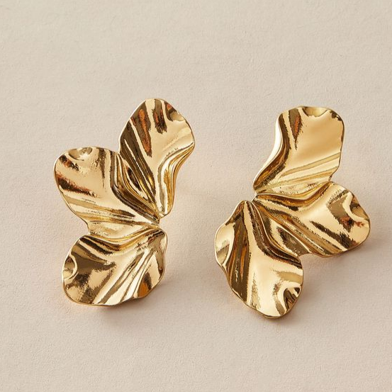 Goldene Ohrringe 'Halbe Blume'