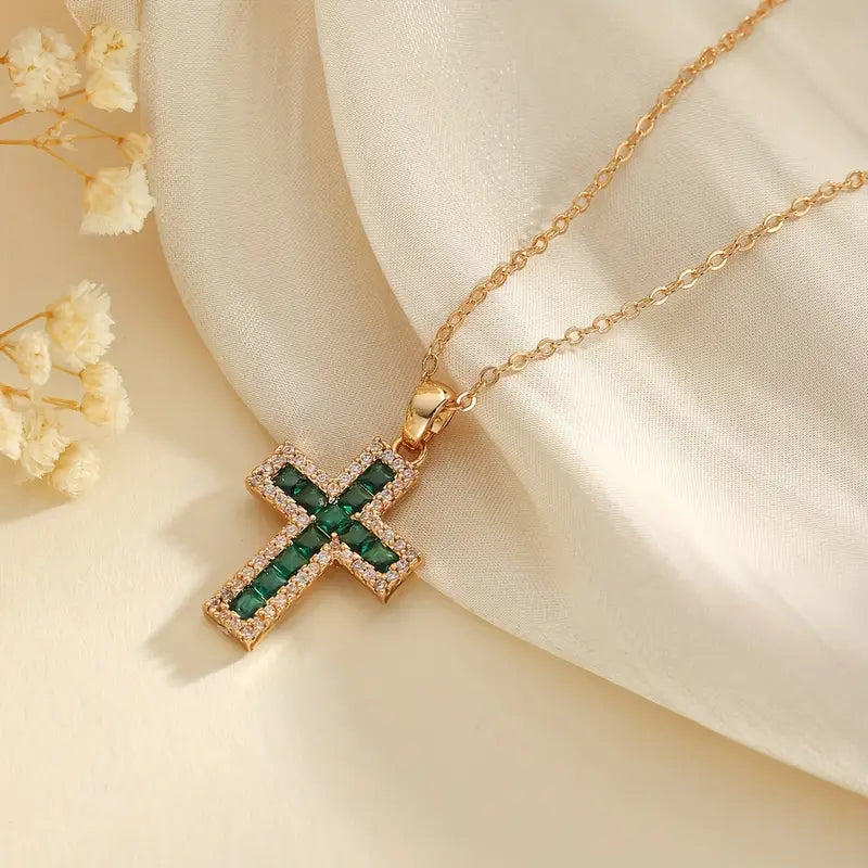 Goldkette mit Kreuz aus Smaragd