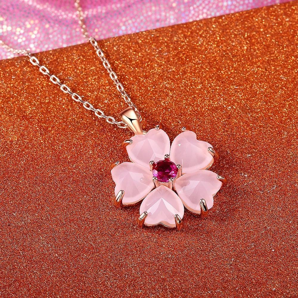 Halskette mit Gold-Rosa Blume