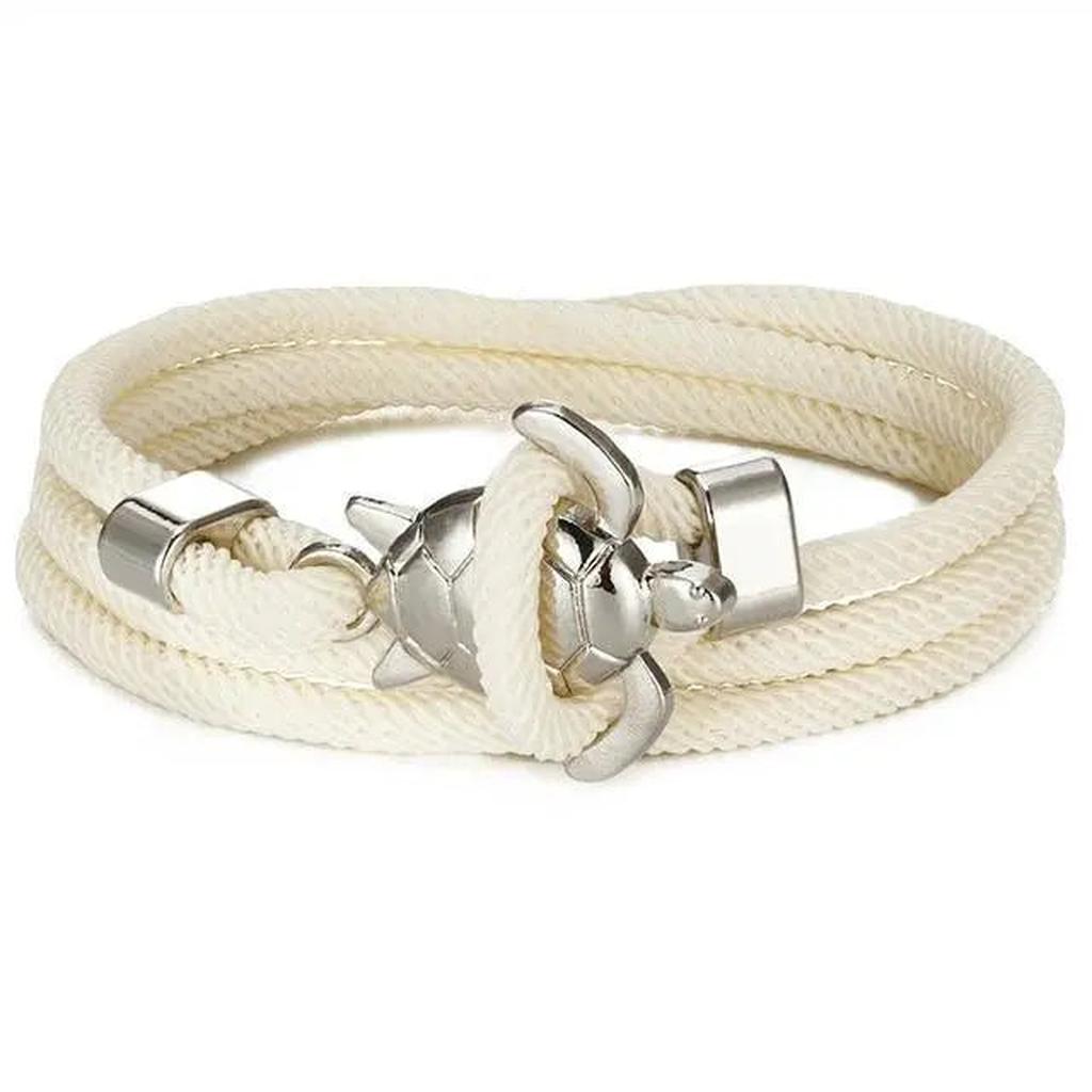 Handgefertigtes Armband mit Meeresschildkröte – Weiss