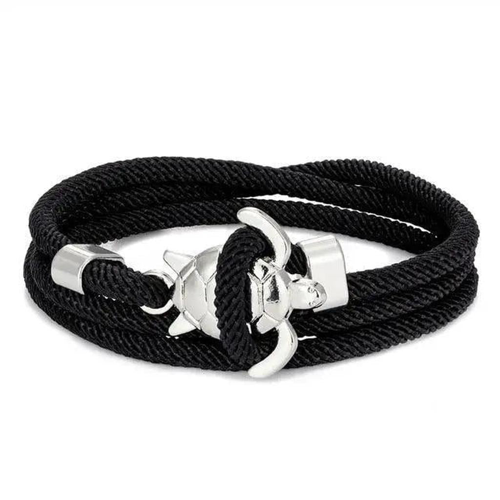 Handgefertigtes Armband mit Meeresschildkröte – Schwarz