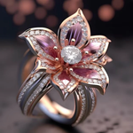 Kristallring mit exotischer Rosa Lotusblüte