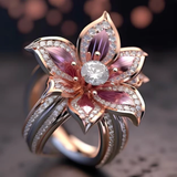 Kristallring mit exotischer Rosa Lotusblüte
