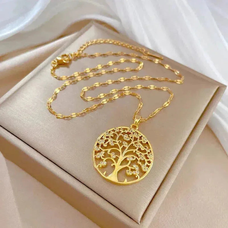 Lebensbaum-Halskette in Gold