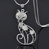 Liebes Katzen-Halskette aus Silber mit Zirkonia