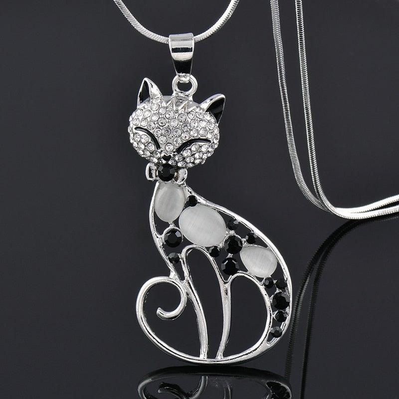 Liebes Katzen-Halskette aus Silber mit Zirkonia