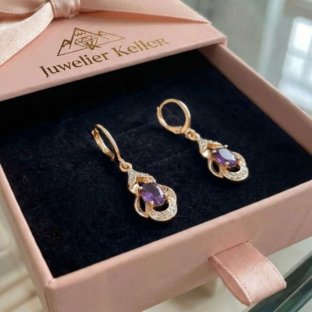 Mondlicht Amethyst Tropfenohrringe | Roségold