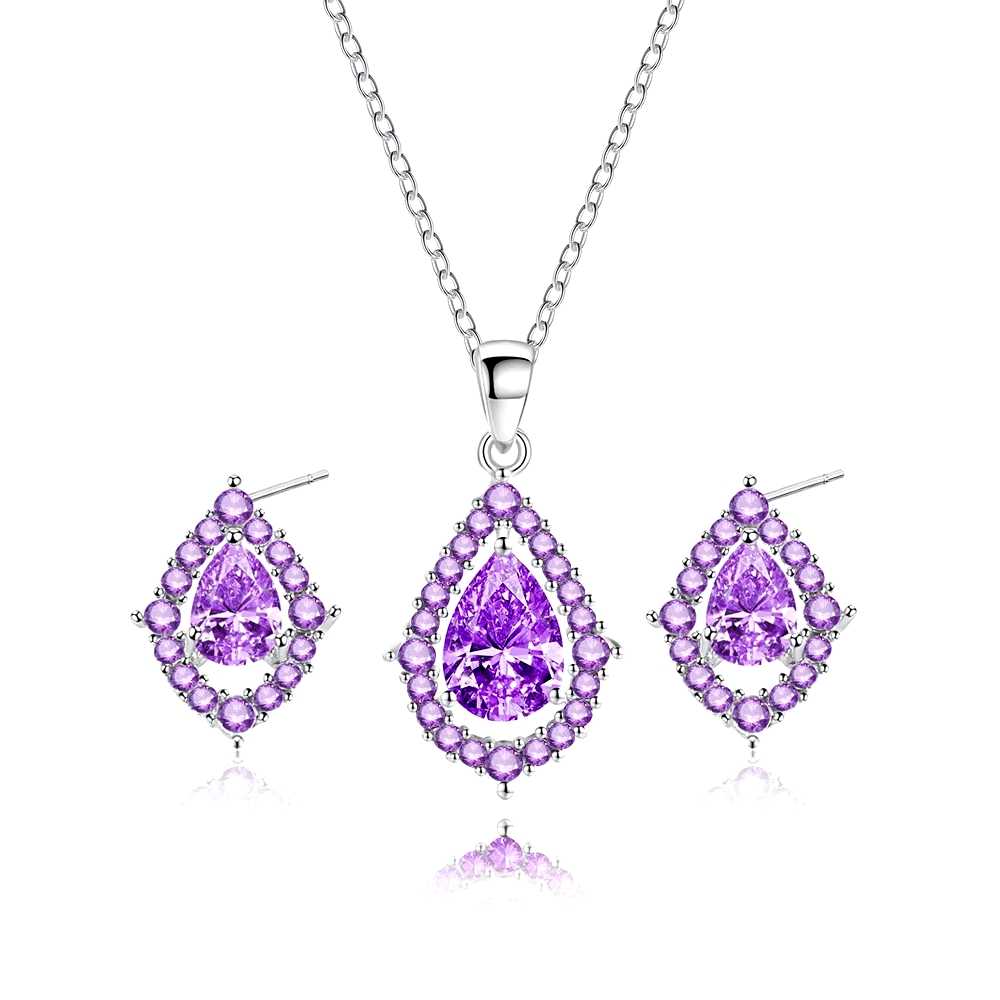 Nadine Amethyst Halskette und Ohrringe