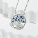 Baum des Lebens Saphir Halskette | Weissgold
