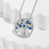 Baum des Lebens Saphir Halskette | Weissgold