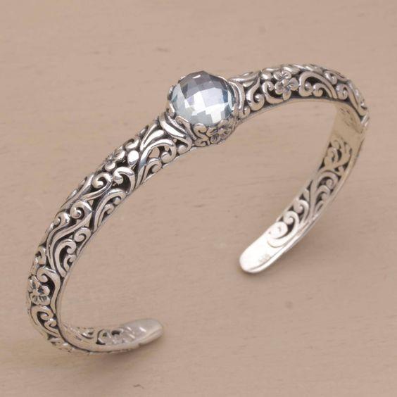 Offenes Vintage-Armband aus Silber mit Zirkonia