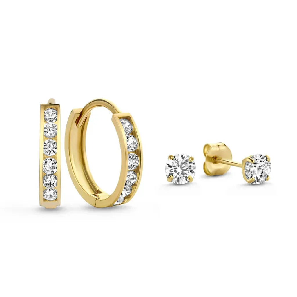 Ohrring-Set „Dara Brillant“ mit Steinen – Gold