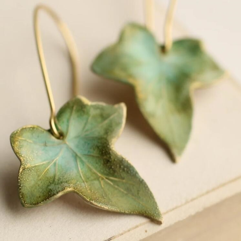 Ohrringe Blatt Grün