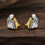 Ohrringe in zwei Farben, Silber und Gold