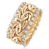 Retro-Gold-Geflochtene Ring mit Zirkonia