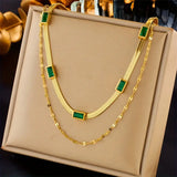 Retro-Gold-Halskette mit zwei Schichten „Sorella Gem“