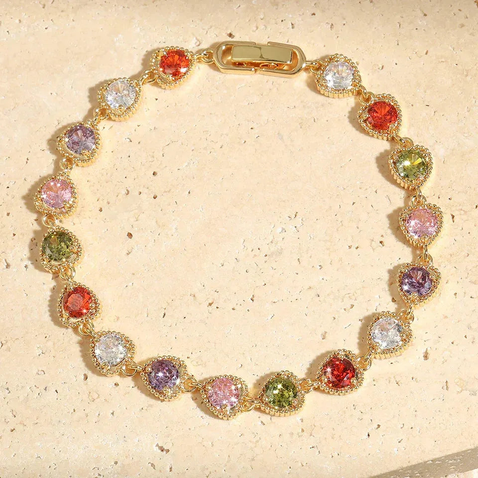 Retro Goldarmband Herz „Liebe Regenbogen“