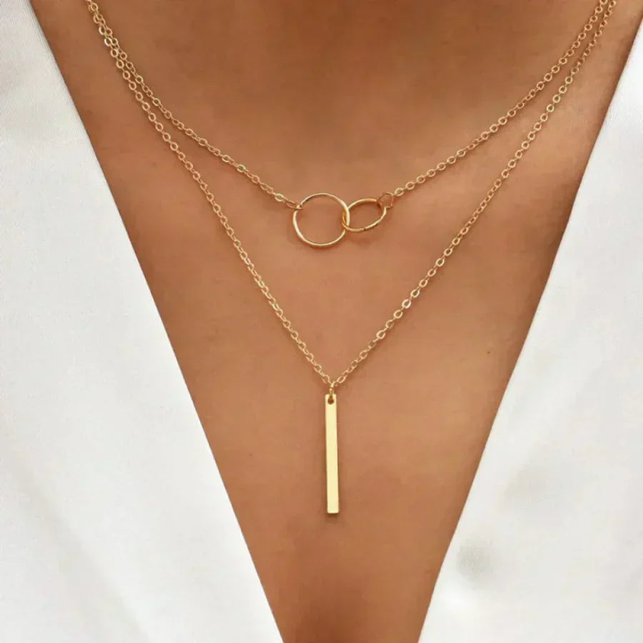 Retro Goldkette mit doppeltem runden Anhänger