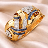 Retro-Goldring mit blauen Zirkonias