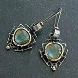 Retro-Ohrringe in Silber und Gold mit Labradorit