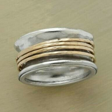 Retro-Ring „Goldener Faden“ in Silber