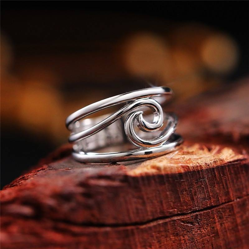 Retro Ring Silber mit Welle