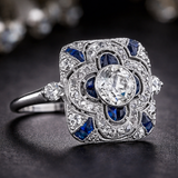 Retro Ring in Silber mit blauem Zirkon