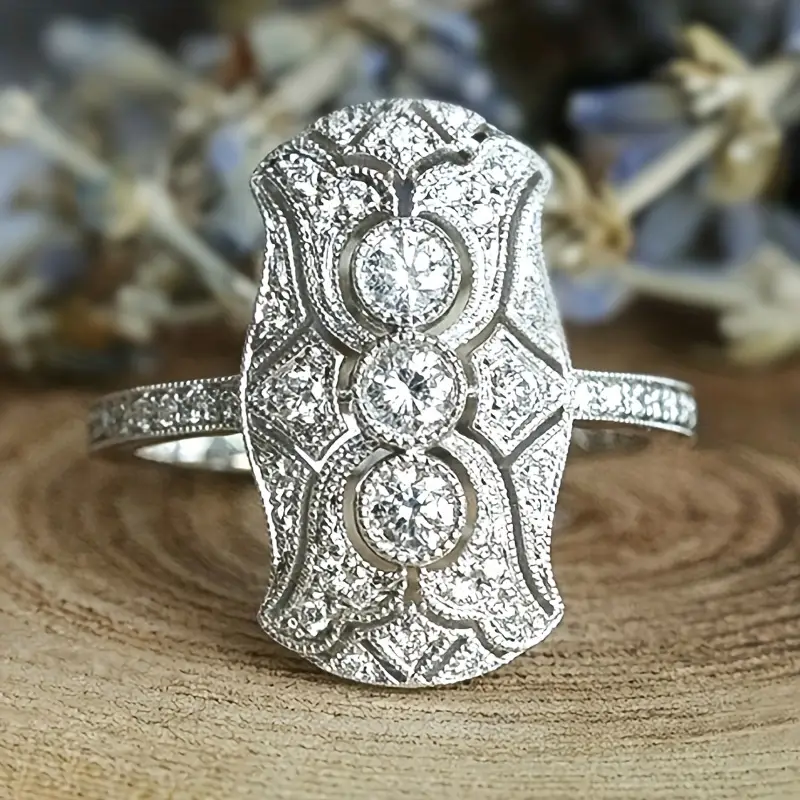 Retro-Ring in glänzendem Silber