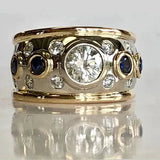 Retro-Ring mit Zirkonia-Beschichtung in Gold