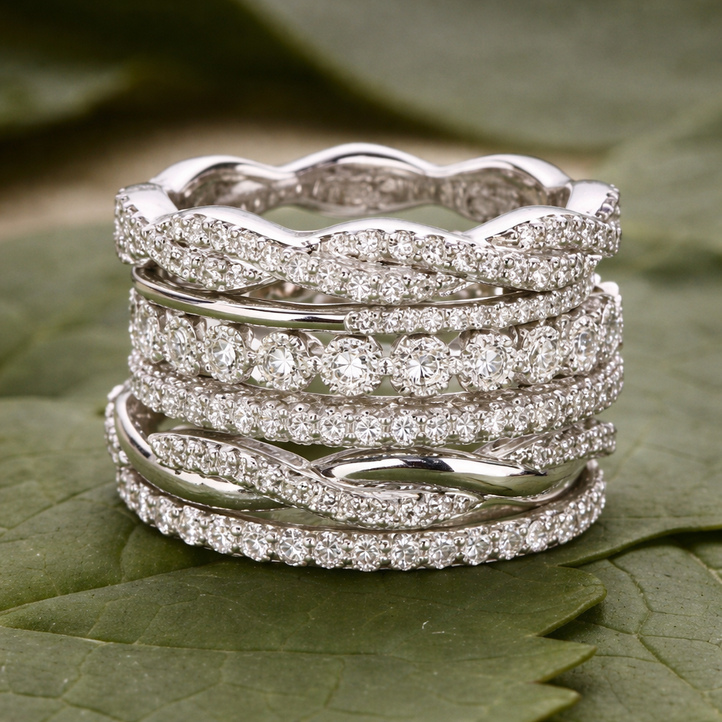 Retro-Ring mit Zirkonia in Schichten