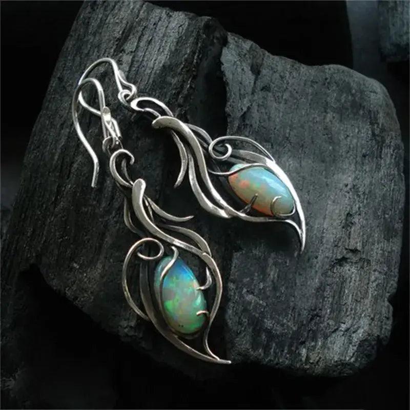 Retro Silber Ohrringe mit blauen Opal