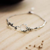 Retro Silberarmband mit Blumenzweig