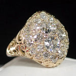 Retro Silberring mit rotem Stein und Diamant