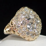 Retro Silberring mit rotem Stein und Diamant